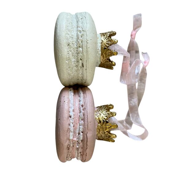 RACHEL ZOE Gold Crown Pastel Macaron Ornament Set of 6 Valentines Day Decor New - Picture 9 of 16